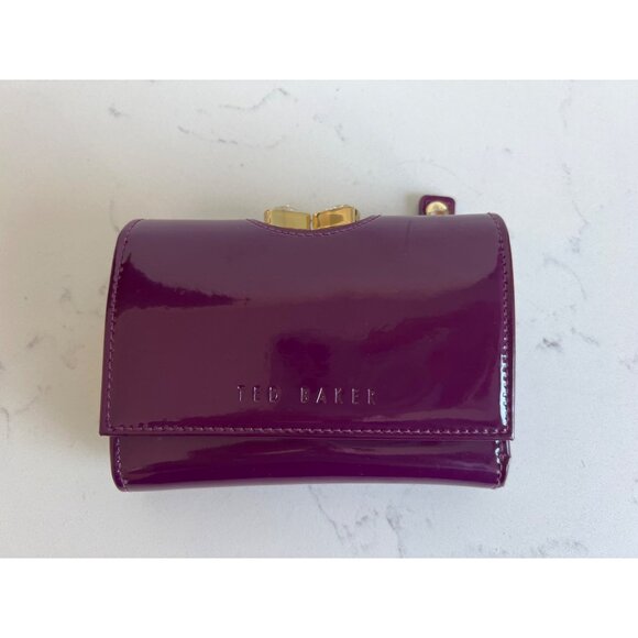 Ted Baker Patent Leather Wallet Wine Purple - Picture 2 of 7